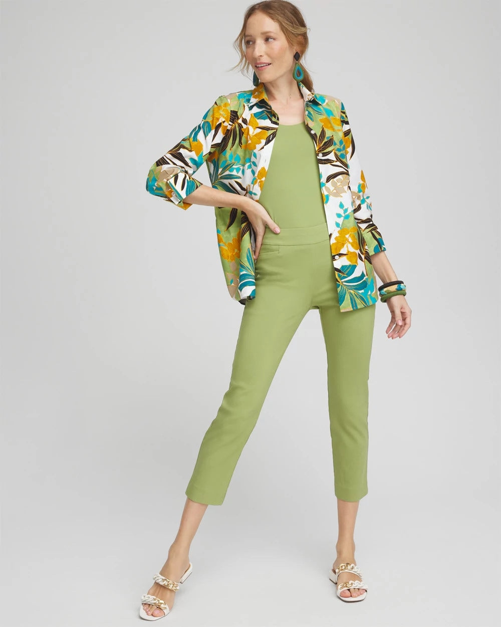 Chico's | Brigitte™ Pull-On Slim Cropped Pants/ Spanish Moss