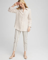 Chico's | Brigitte™ Slub Striped Cropped Pants/ Ecru
