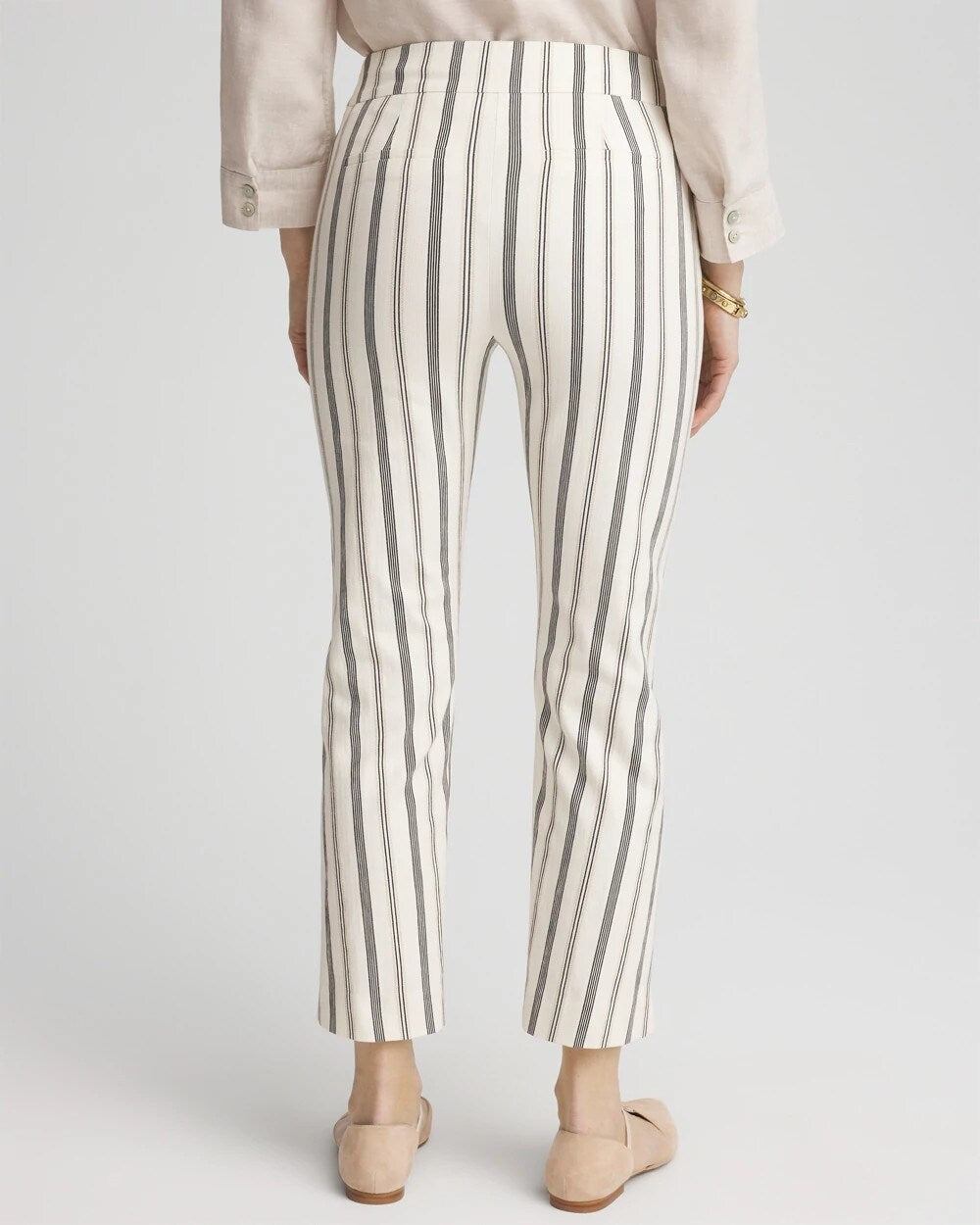 Chico's | Brigitte™ Slub Striped Cropped Pants/ Ecru