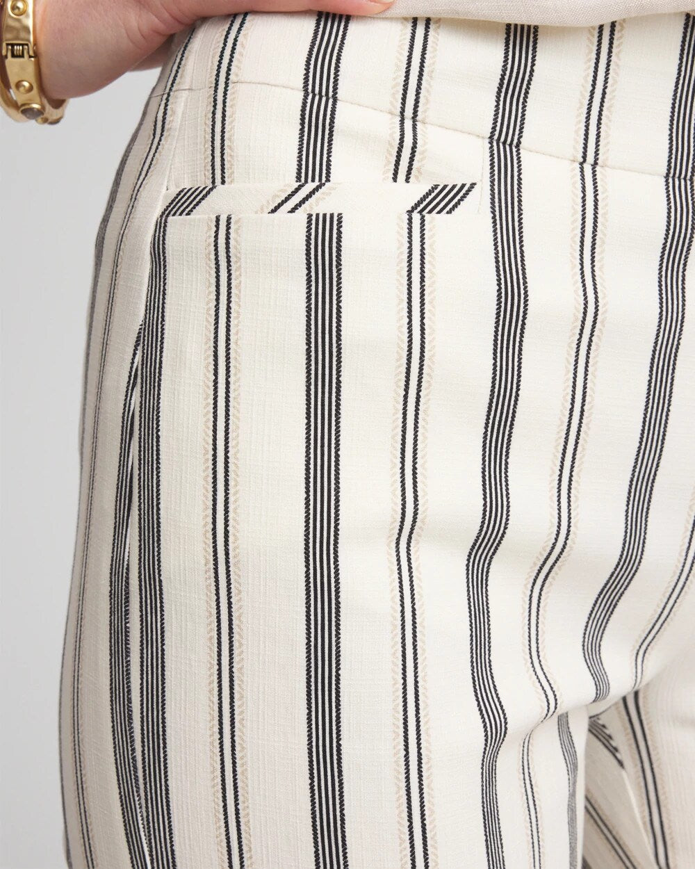 Chico's | Brigitte™ Slub Striped Cropped Pants/ Ecru
