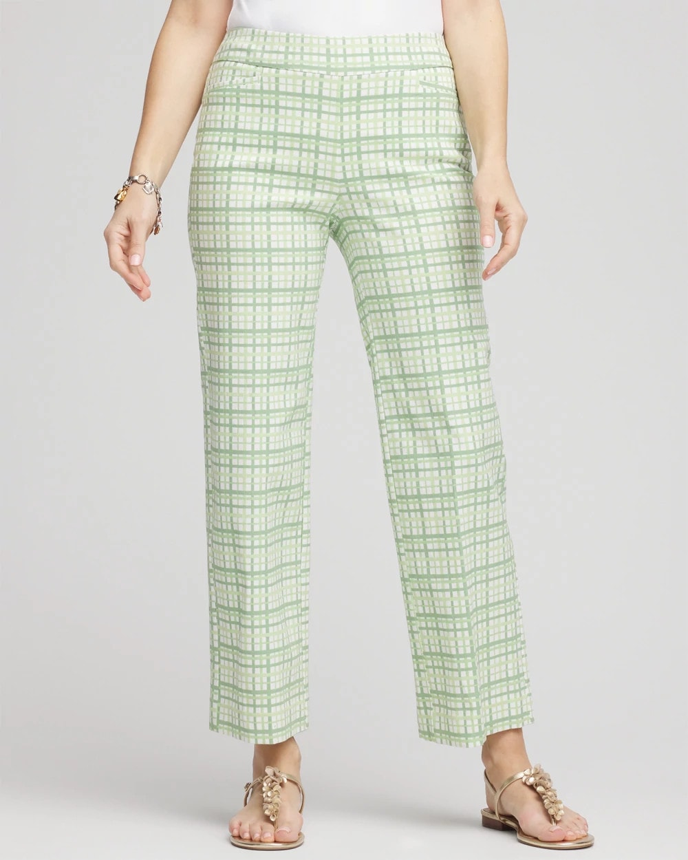 Chico's | Brigitte™ Wide Leg Plaid Cropped Pants/ Moroccan Mint