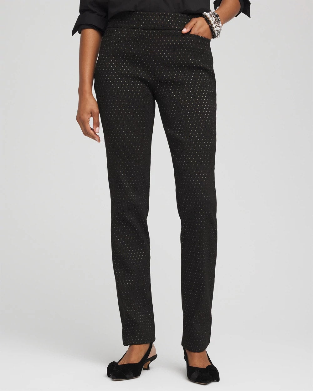 Chico's | Brigitte™ Slim Full-Length Jacquard Pants/ Black