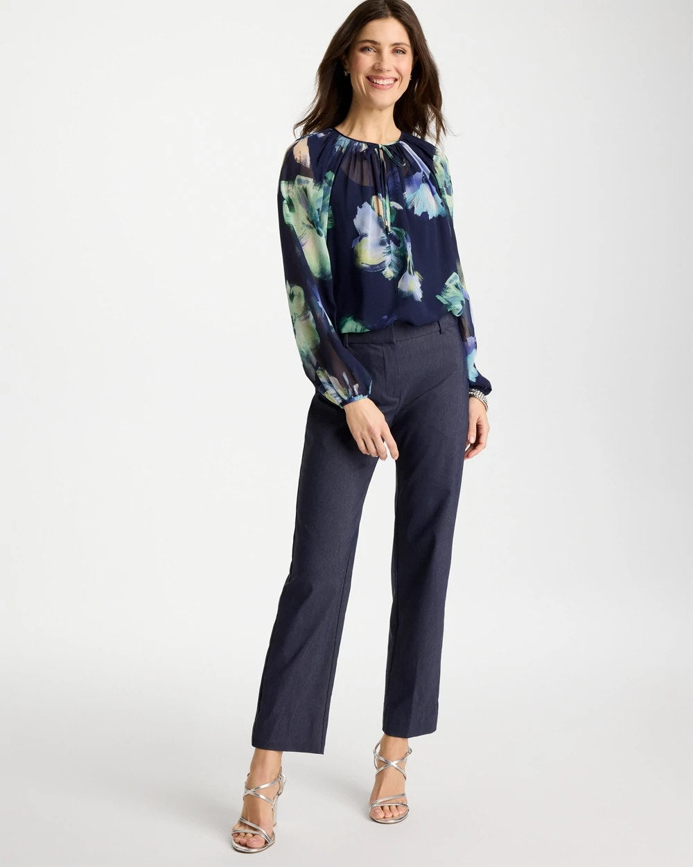 Chico's | Emme Fly Front Straight Ankle Pants/ Indigo