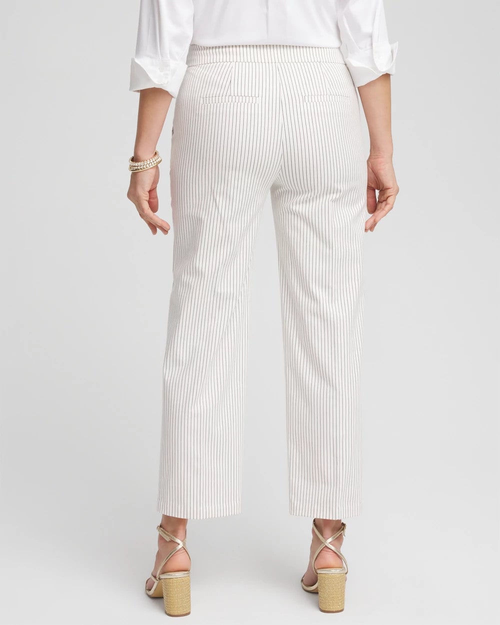 Chico's | Emme Striped Sailor Straight Crops/ Ecru