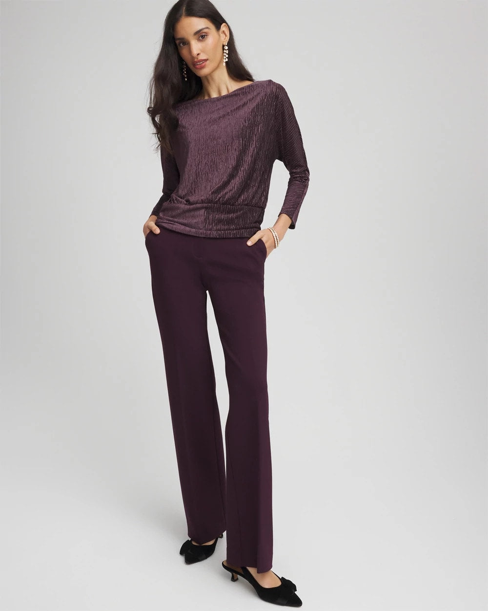 Chico's | Emme Wide-Leg Trouser Ponte Pants/ Night Bloom