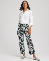 Chico's | Floral Emme Straight Ankle Pants/ Black