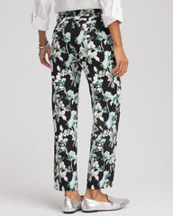 Chico's | Floral Emme Straight Ankle Pants/ Black