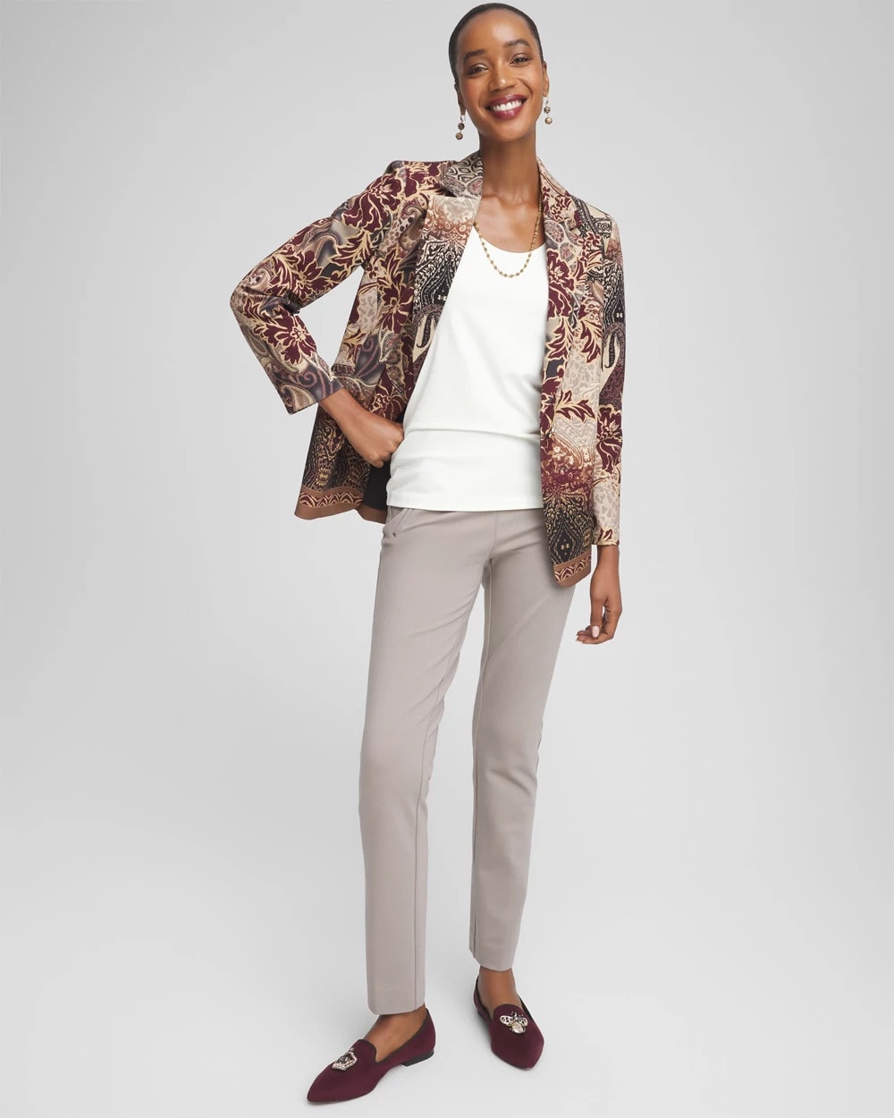Chico's | Juliet Slim Trim Detail Ankle Pants/ Rocky Mountain