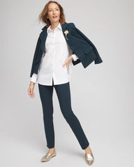 Chico's | Juliet Slim Trim Detail Ankle Pants/ Teal Shadow