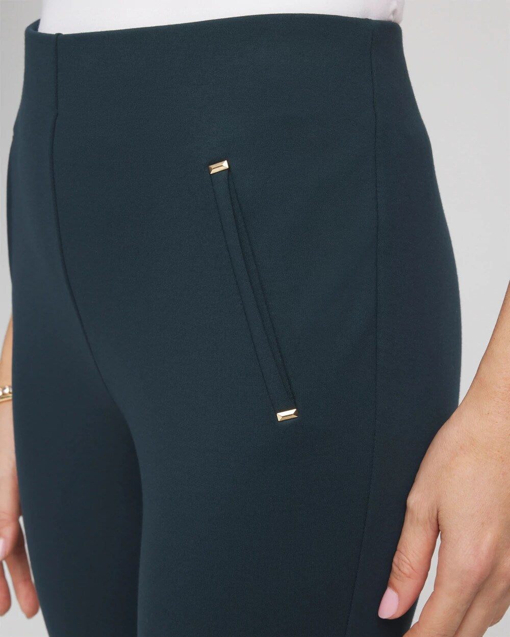Chico's | Juliet Slim Trim Detail Ankle Pants/ Teal Shadow