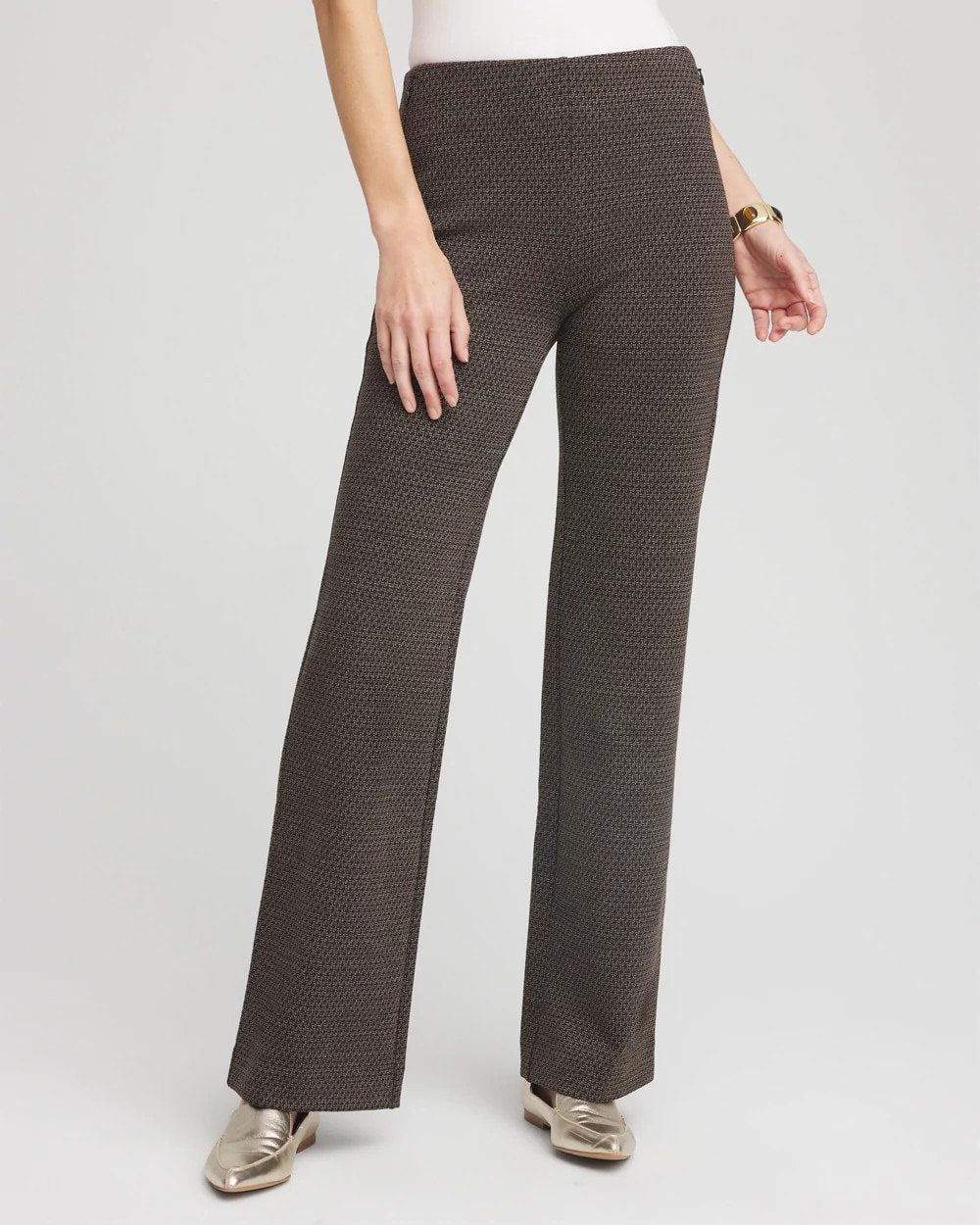 Chico's | Juliet Jacquard Full-Length Ponte Pants/ Black