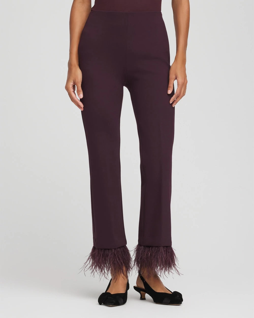 Chico's | Juliet Feathered Flared Cropped Pants/ Night Bloom
