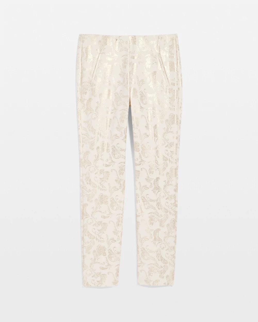 Chico's | Juliet Golden Foiled Slim Ankle Pants/ English Cream