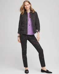 Chico's | Juliet Floral Ankle Pants/ Black
