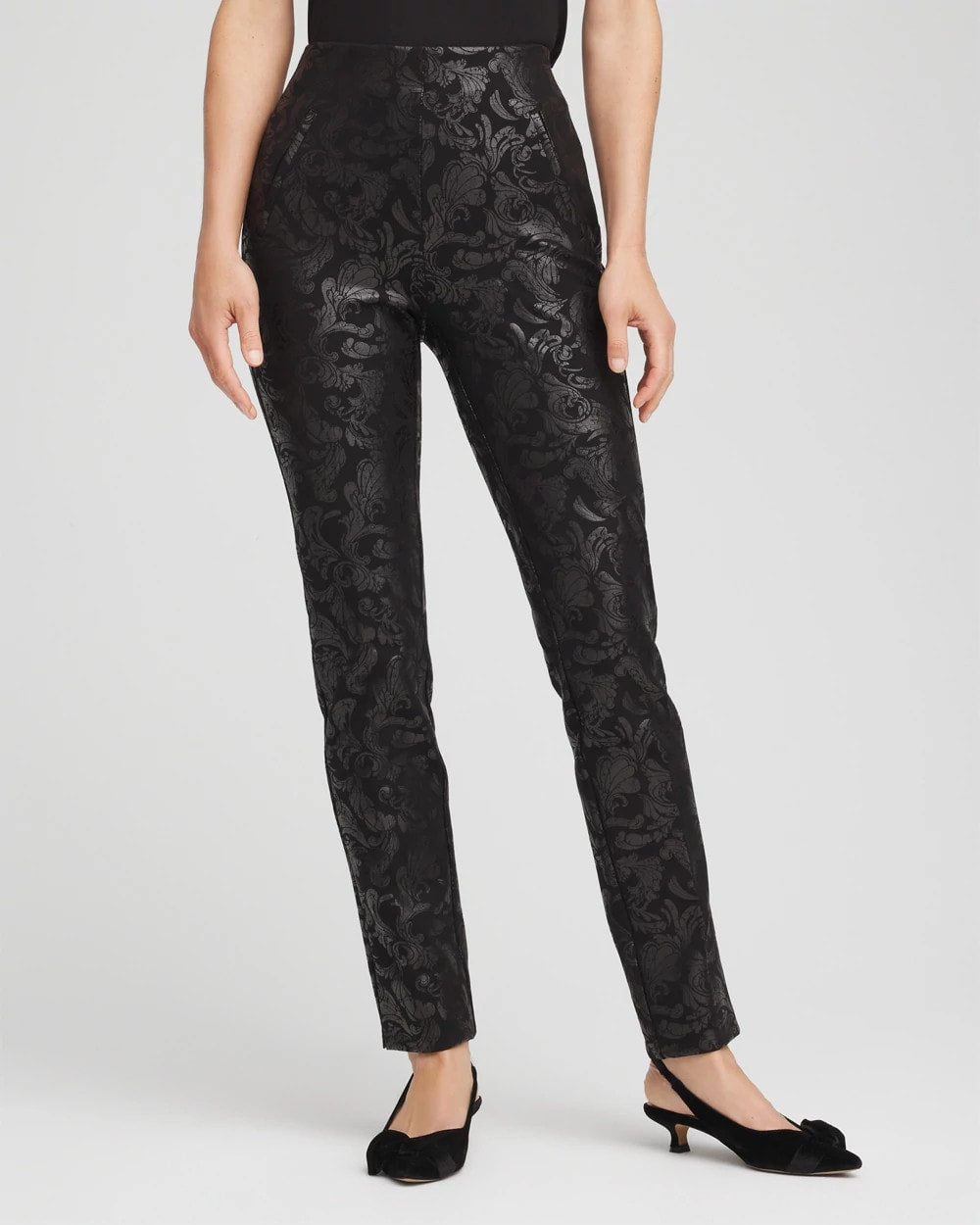 Chico's | Juliet Foiled Slim Ponte Pants/ Black
