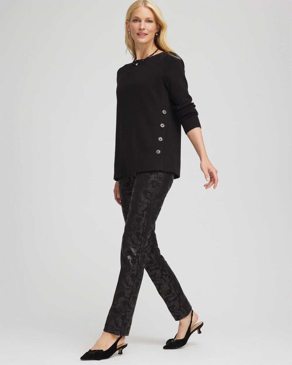 Chico's | Juliet Foiled Slim Ponte Pants/ Black