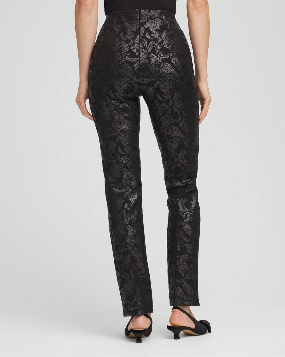 Chico's | Juliet Foiled Slim Ponte Pants/ Black