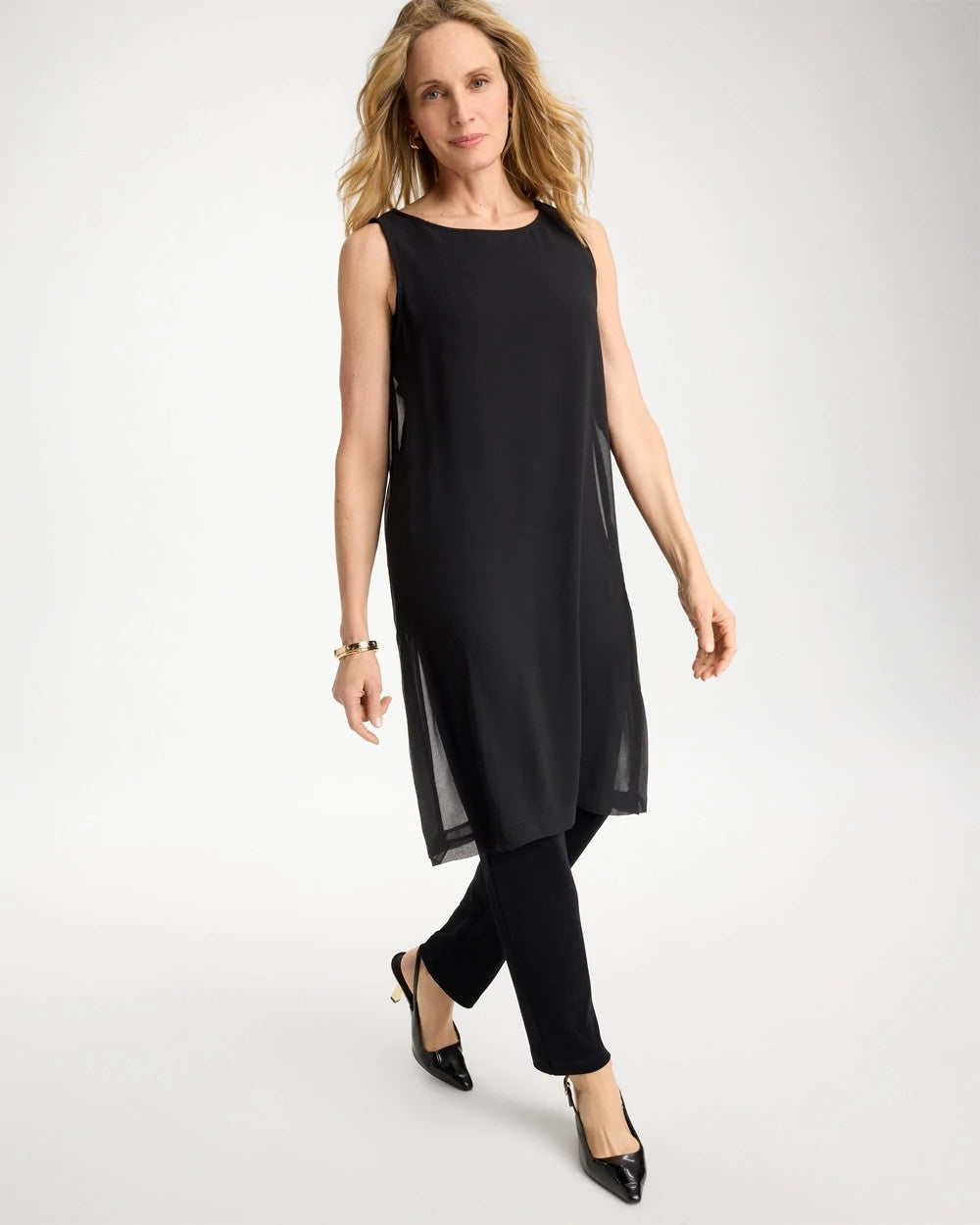 Chico's | Travelers™ Layered Chiffon Tunic/ Travelers Black