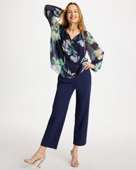 Chico's | Crinkle Chiffon Tie-Front Blouse/ Passport Blue