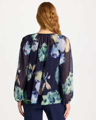 Chico's | Crinkle Chiffon Tie-Front Blouse/ Passport Blue