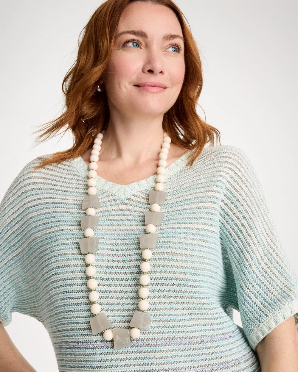 Chico's | Long Geo Beaded Necklace/ Neutral