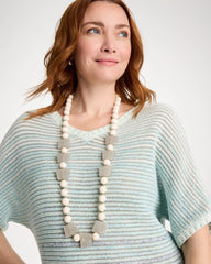 Chico's | Long Geo Beaded Necklace/ Neutral