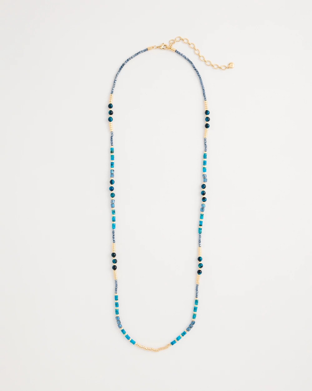 Chico's | Genuine Stone Beaded Long Necklace/ Teal