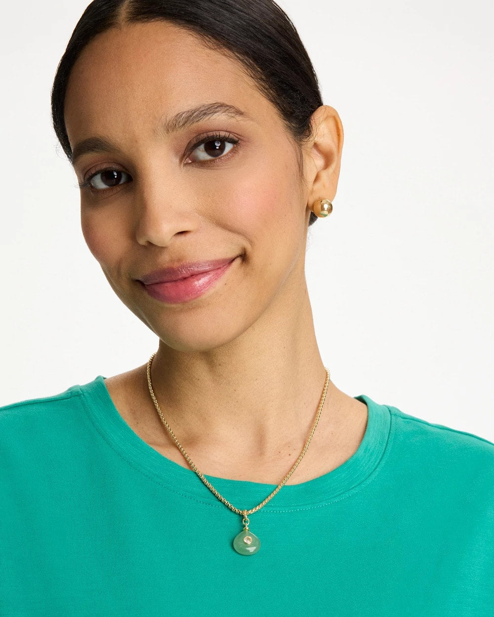 Chico's | Aventurine Stone Pendant Necklace/ Green