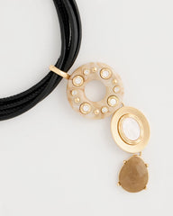 Chico's | Embellished Linear Corded Necklace/ Neutral