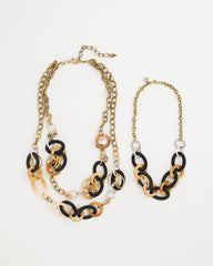 Chico's | Triple Strand Convertible Resin Necklace/ Neutral
