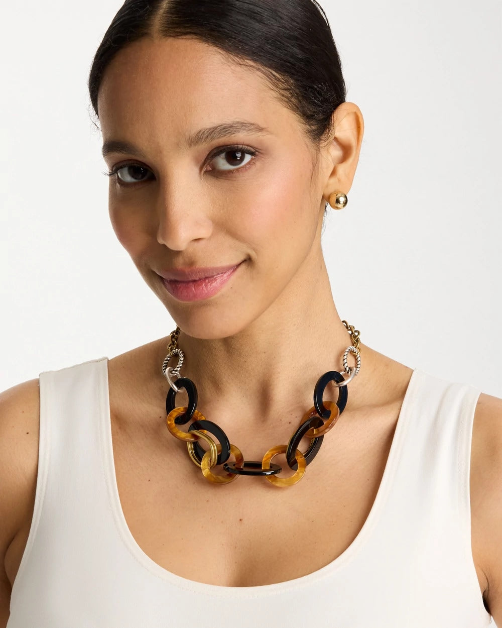 Chico's | Triple Strand Convertible Resin Necklace/ Neutral