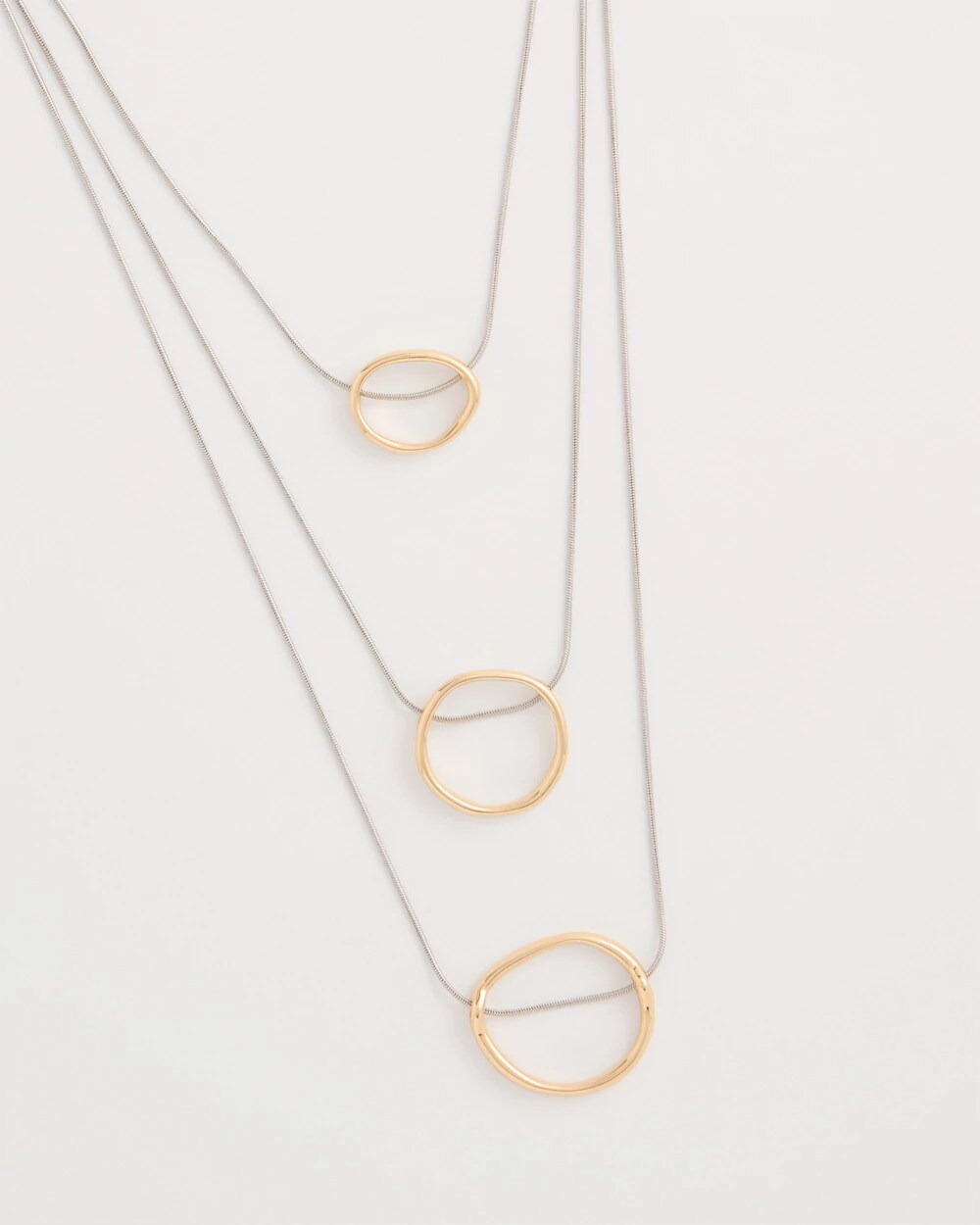 Chico's | Mixed Metal Triple Circle Pendant Necklace/ Mixed Metals