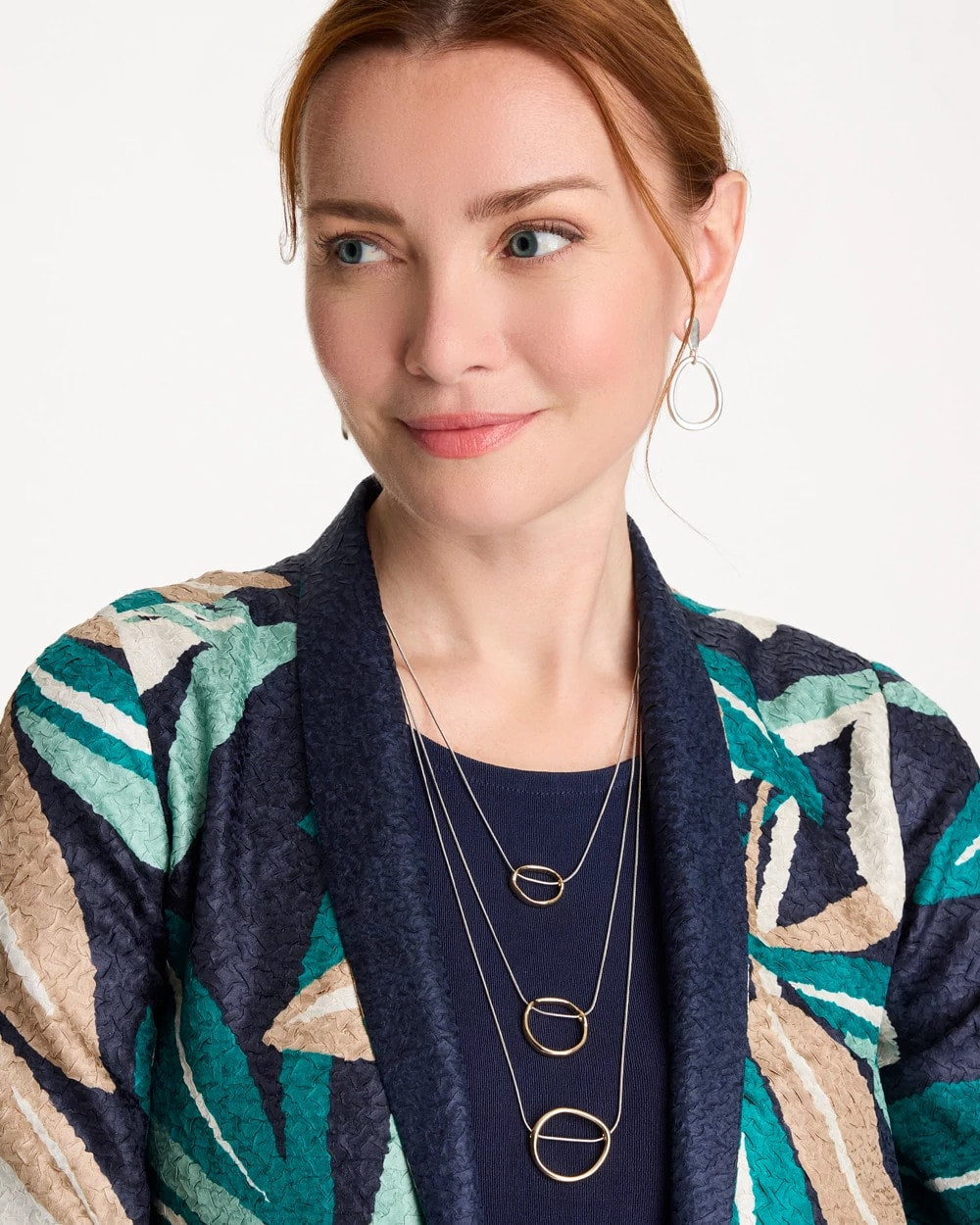 Chico's | Mixed Metal Triple Circle Pendant Necklace/ Mixed Metals