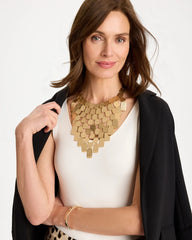 Chico's | Chico's Originals Hammered Bib Necklace/ Gold