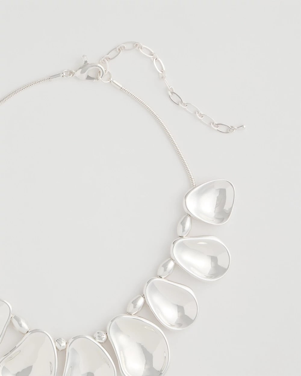 Chico's | Shiny Silvertone Bib Necklace/ Silver