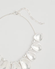 Chico's | Shiny Silvertone Bib Necklace/ Silver