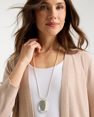 Chico's | Adjustable Silvertone Pendant Necklace/ Silver