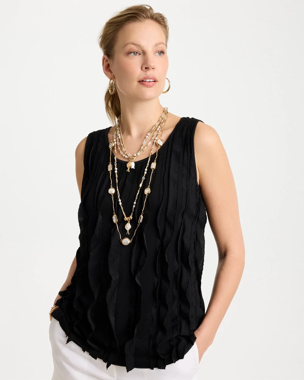 Chico's | Neutral Jasper Shell Short Necklace/ Neutral