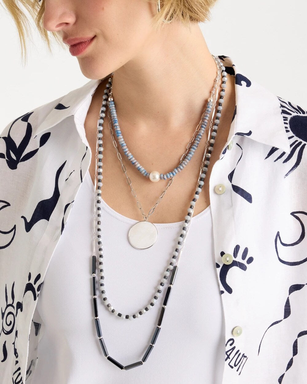 Chico's | Siren Pendant Layered Necklace/ Blue