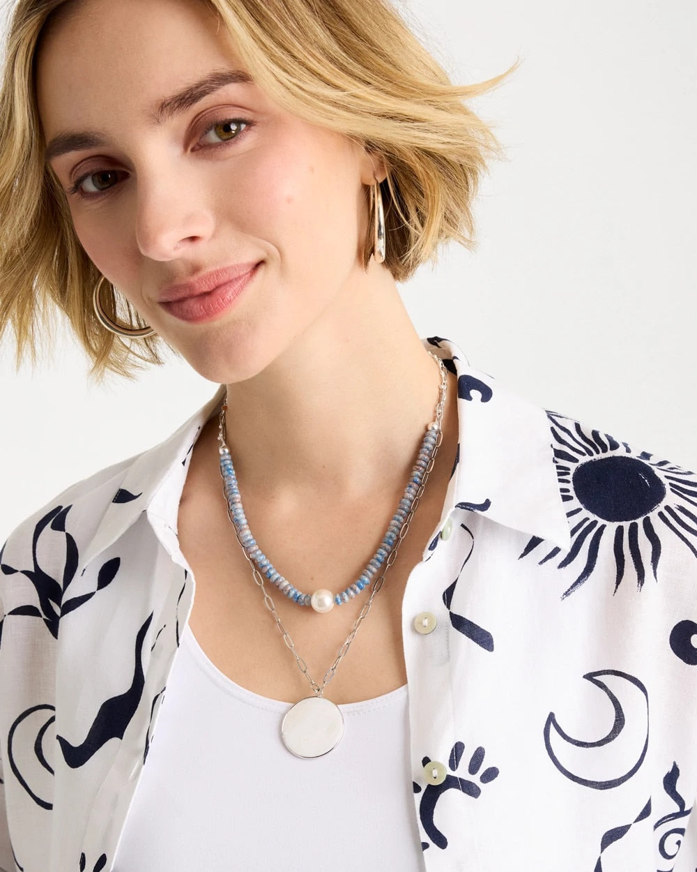 Chico's | Siren Pendant Layered Necklace/ Blue