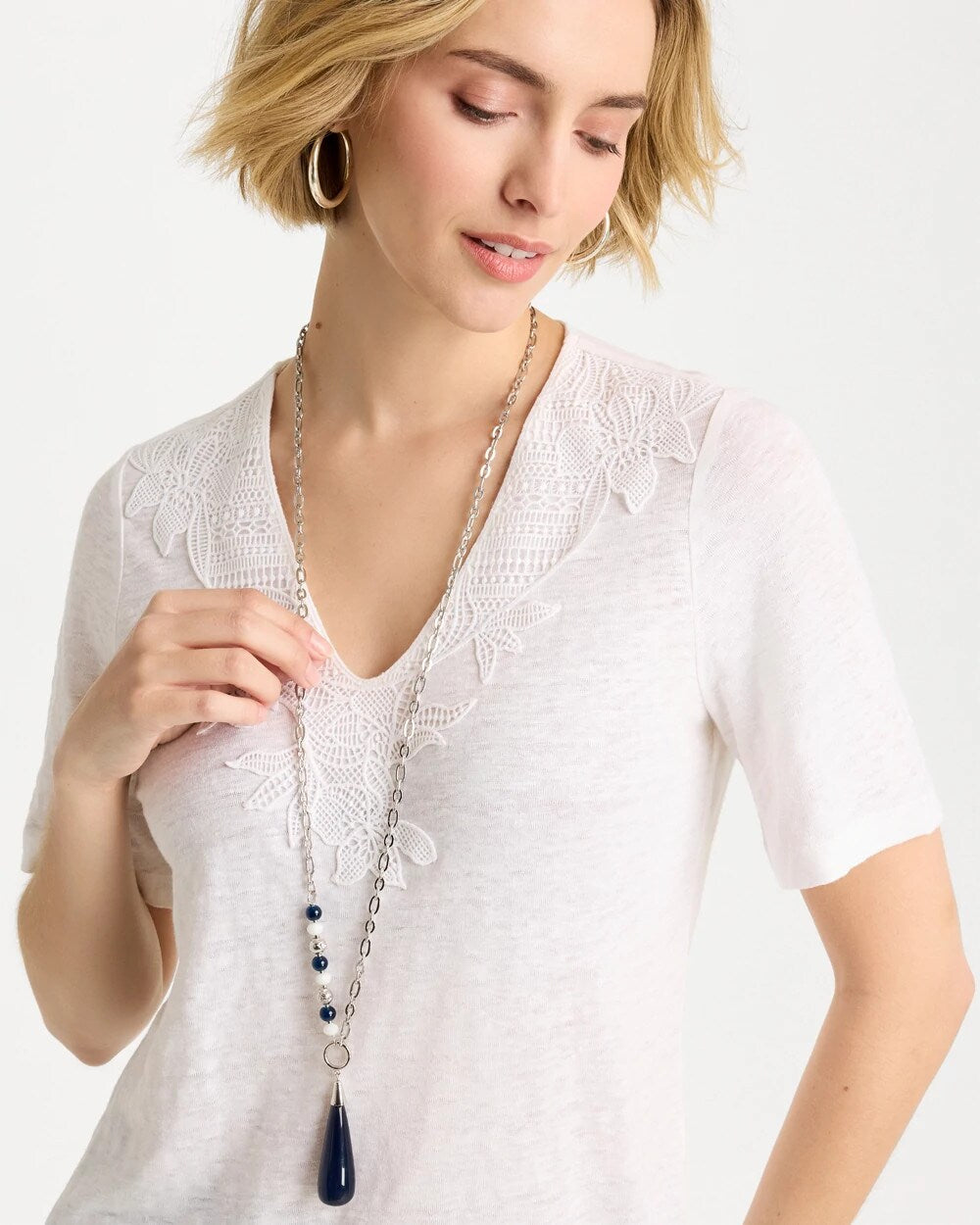 Chico's | Siren Teardrop Pendant Necklace/ Blue