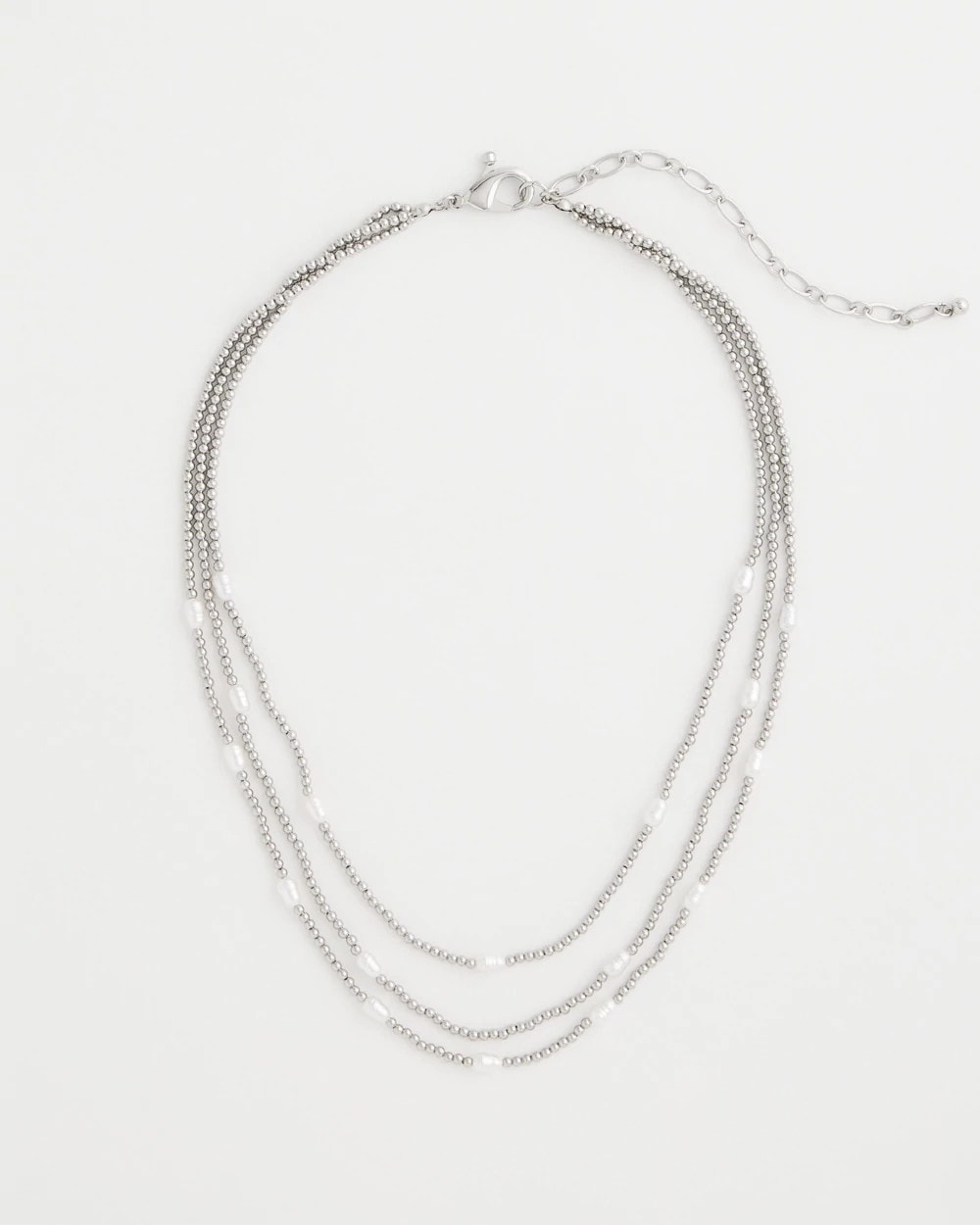Chico's | Pearlescent Bead Ball Short Necklace/ Silver