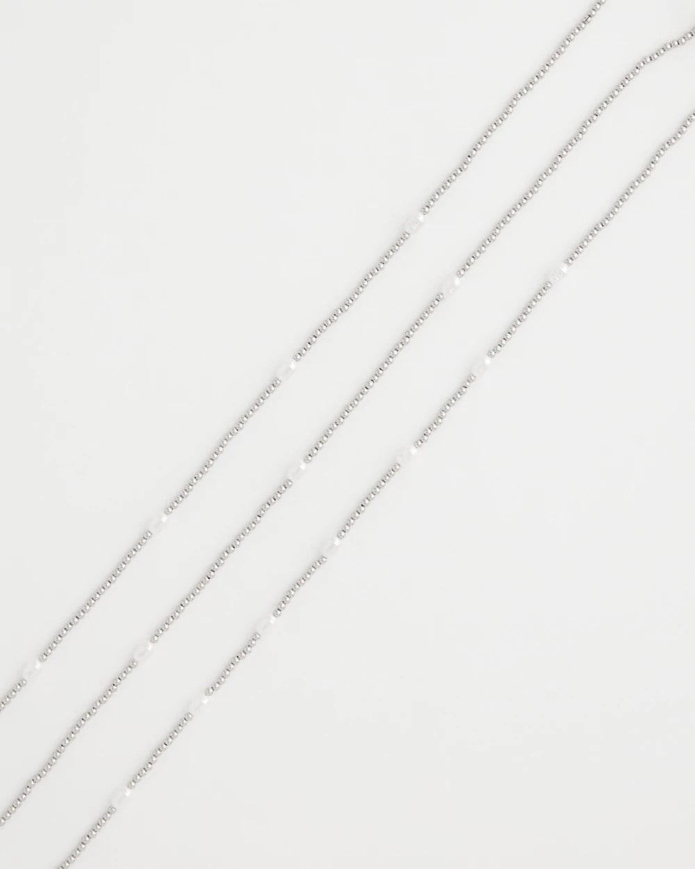 Chico's | Pearlescent Bead Ball Short Necklace/ Silver