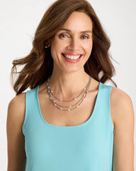 Chico's | Pearlescent Bead Ball Short Necklace/ Silver