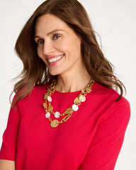 Chico's | Pearl Hammered Short Necklace/ Gold
