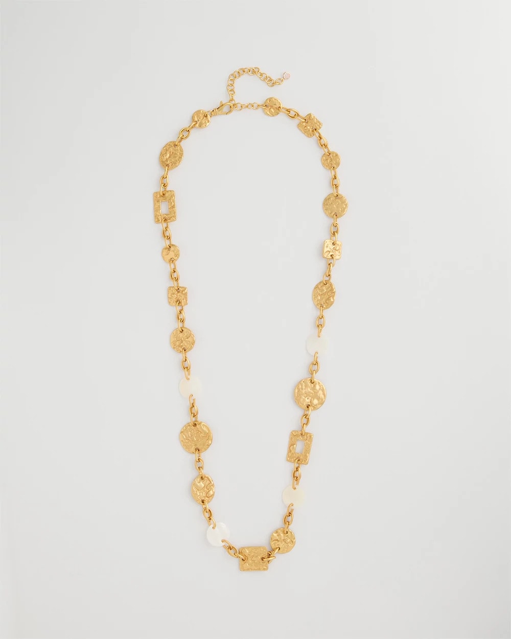 Chico's | Pearl Hammered Long Necklace/ Gold
