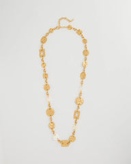 Chico's | Pearl Hammered Long Necklace/ Gold