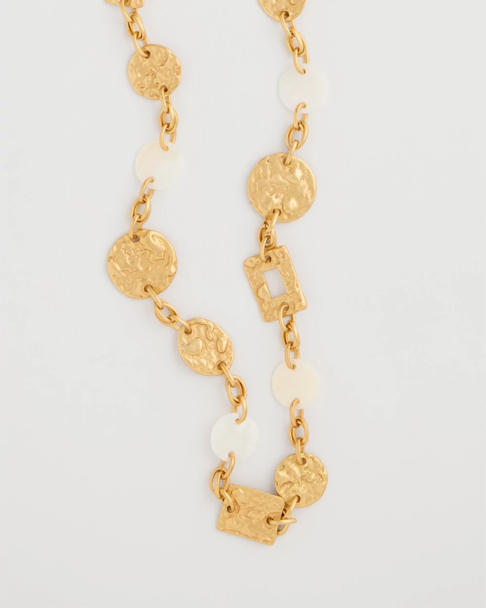 Chico's | Pearl Hammered Long Necklace/ Gold