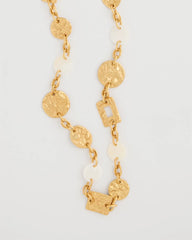 Chico's | Pearl Hammered Long Necklace/ Gold