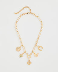 Chico's | Shiny Goldtone Novelty Charm Necklace/ Gold
